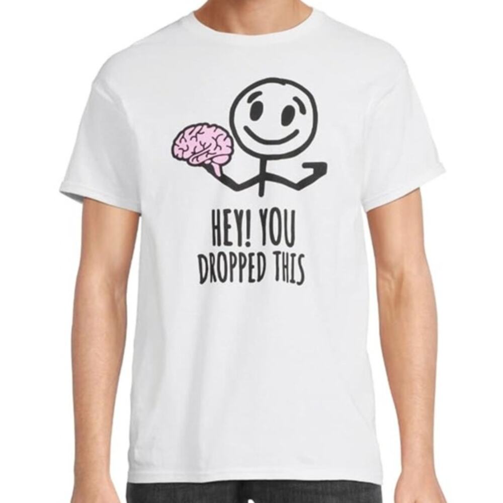 Odmart Hey You Dropped This Tshirt Brain White Mens Medium